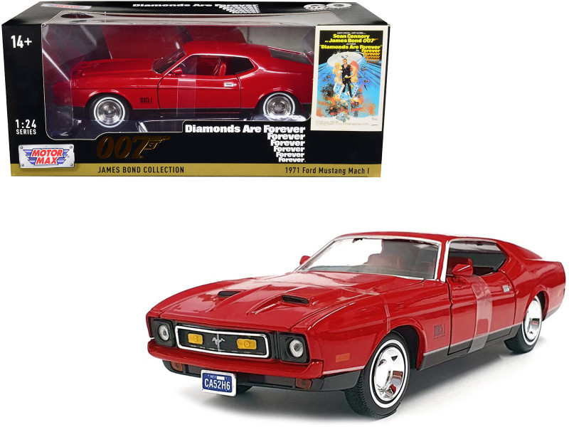 1971 Ford Mustang Mach 1 Red James Bond 007 Diamonds are Forever 1971 Movie James Bond Collection Series 1/24 Diecast Model Car Motormax 79851