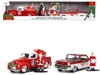 1941 Ford Pickup Truck Red White Santa's Workshop 1957 Chevrolet Bel Air Red Metallic White Express 25 Mr. and Mrs. Santa Claus Diecast Figures Holiday Rides Series 1/32 Diecast Model Cars Jada 34441