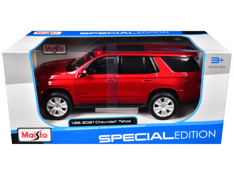 2021 Chevrolet Tahoe Red Metallic Sunroof 1/24 Diecast Model Car Maisto 31533