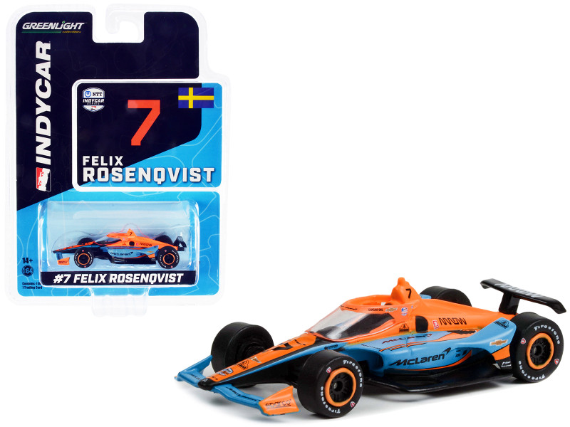 Dallara IndyCar #7 Felix Rosenqvist McLaren Arrow McLaren SP NTT IndyCar Series 2022 1/64 Diecast Model Car Greenlight 11533