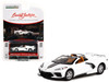 2020 Chevrolet Corvette C8 Stingray Convertible Arctic White Black Stripes Lot #1275 Barrett-Jackson Scottsdale Edition Series 10 1/64 Diecast Model Car Greenlight 37260F