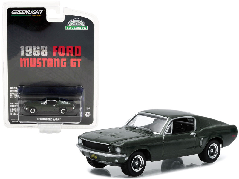 1968 Ford Mustang GT Fastback Highland Green Metallic Hobby Exclusive 1/64 Diecast Model Car Greenlight 44723