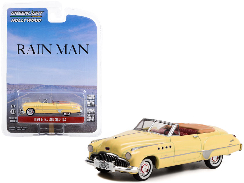Charlie Babbitt's 1949 Buick Roadmaster Convertible Cream Rain Man 1988 Movie Hollywood Series Release 36 1/64 Diecast Model Car Greenlight 44960C