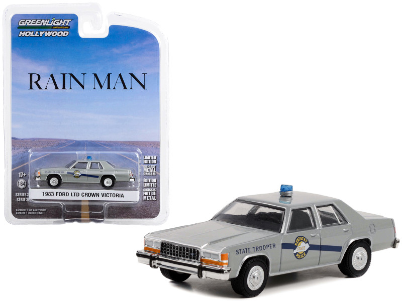1983 Ford LTD Crown Victoria Gray Kentucky State Police State Trooper Rain Man 1988 Movie Hollywood Series Release 36 1/64 Diecast Model Car Greenlight 44960D