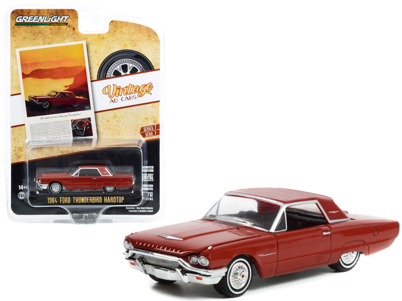 1964 Ford Thunderbird Hardtop Red All Roads Are New When You Thunderbird Vintage Ad Cars Series 7 1/64 Diecast Model Car Greenlight 39100B