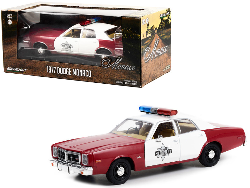 1977 Dodge Monaco Police Red White Finchburg County Sheriff 1/24 Diecast Model Car Greenlight 84106