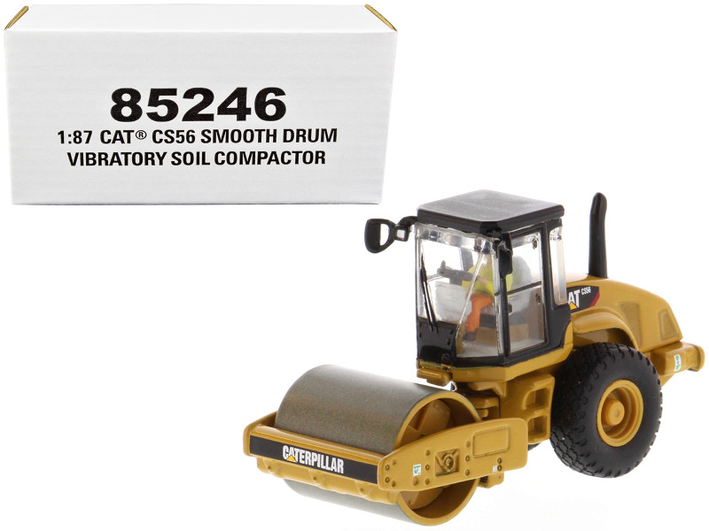 CAT Caterpillar CS56 Smooth Drum Vibratory Soil Compactor Operator High Line Series 1/87 HO Scale Diecast Model Diecast Masters 85246
