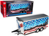 Four Wheel Enclosed Car Trailer Patriotic Brave and Bold Graphics 1/18 Scale Model Cars Auto World AMM1300