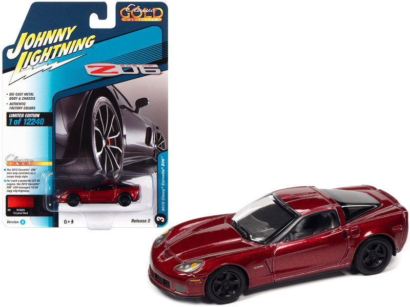 2012 Chevrolet Corvette Z06 Crystal Red Metallic Classic Gold Collection Series Limited Edition 12240 pieces Worldwide 1/64 Diecast Model Car Johnny Lightning JLCG029-JLSP245A