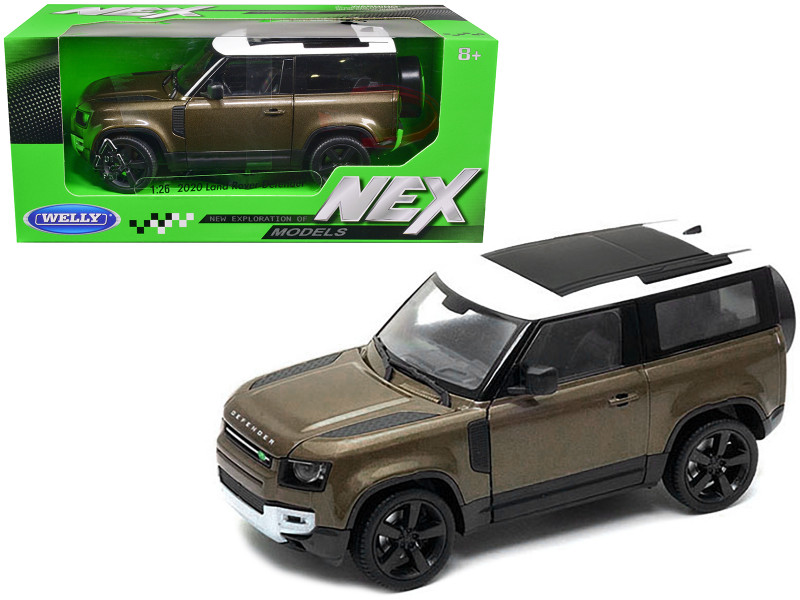 2020 Land Rover Defender Brown Metallic White Top NEX Models 1/24 Diecast Model Car Welly 24110W-BRN