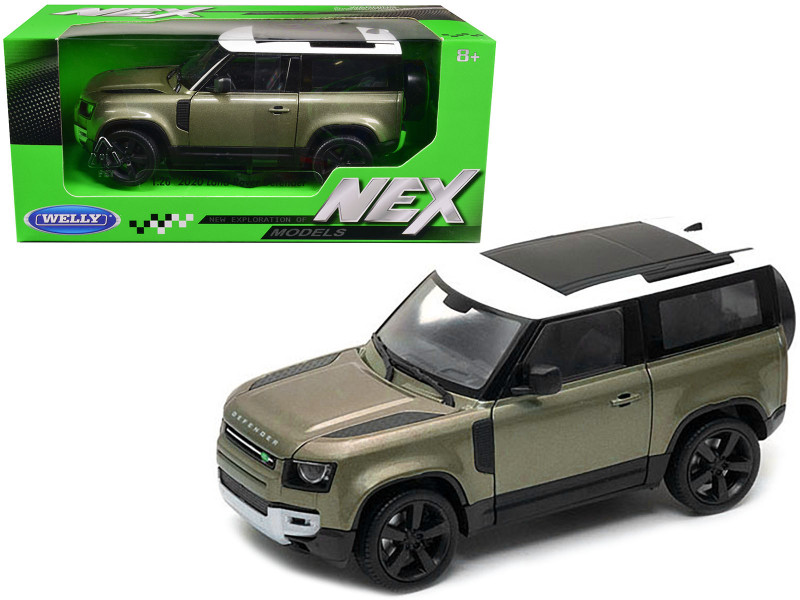 2020 Land Rover Defender Green Metallic White Top NEX Models 1/24 Diecast Model Car Welly 24110W-MGR