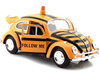 1966 Volkswagen Beetle Follow Me Airport Safety Vehicle Yellow Black Stripes 1/24 Diecast Model Car Motormax 79590