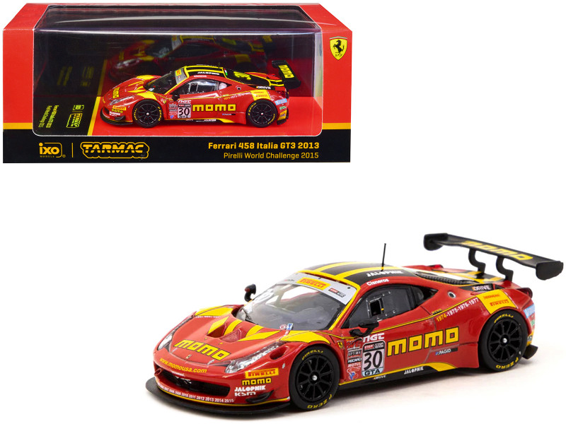 Ferrari 458 Italia GT3 #30 Henrique Cisneros Momo Pirelli World Challenge 2015 Hobby64 Series 1/64 Diecast Model Car Tarmac Works T64-074-15PWC30