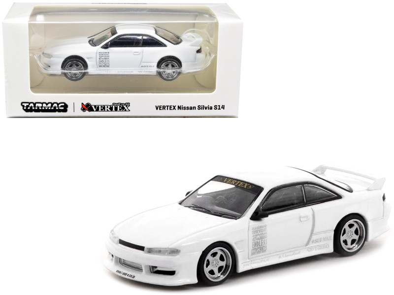 Nissan VERTEX Silvia S14 RHD Right Hand Drive White Lamley Group Special Edition Global64 Series 1/64 Diecast Model Car Tarmac Works T64G-018-WH