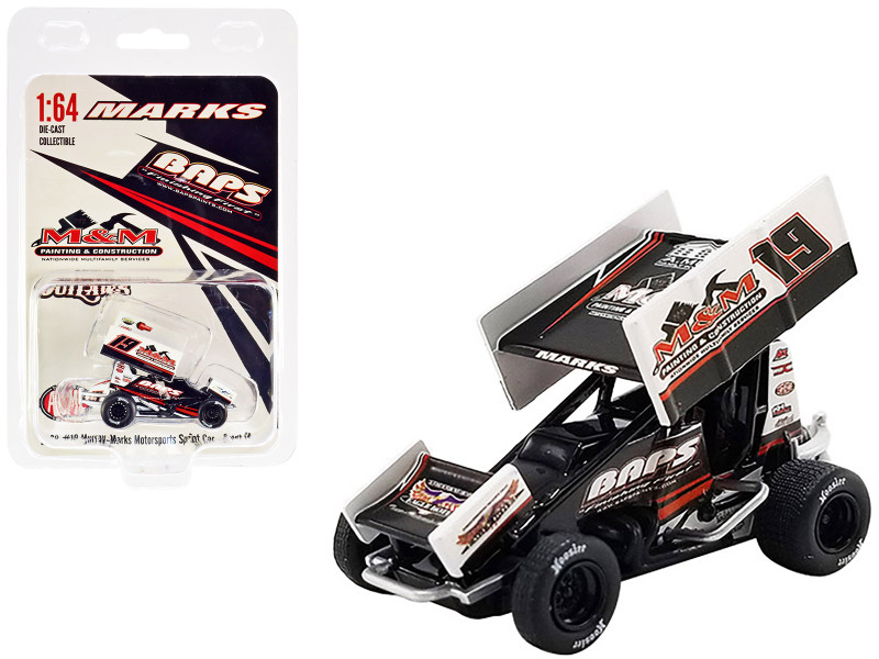 Winged Sprint Car #19 Brent Marks BAPS Paints Murray-Marks Motorsports World of Outlaws 2022 1/64 Diecast Model Car ACME A6422016
