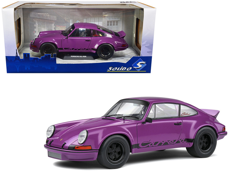 1973 Porsche 911 RSR Purple Black Stripes 1/18 Diecast Model Car Solido S1801114