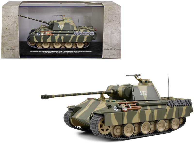 German Sd. Kfz. 171 PzKpfw V Panther Ausf. A Medium Tank Side Armor Panels #422 18.Panzer Division Poland October 1944 1/43 Diecast Model AFVs WWII 23171-44