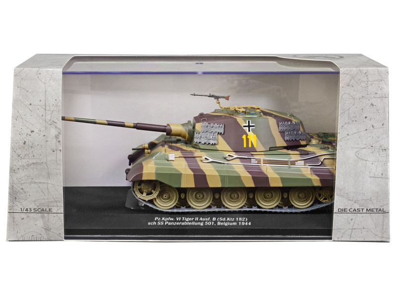 German Sd. PzKpfw VI King Tiger Ausf. B Heavy Tank #111 Schwere SS Panzer Abteilung 101 Belgium 1944 1/43 Diecast Model AFVs WWII 23187-44