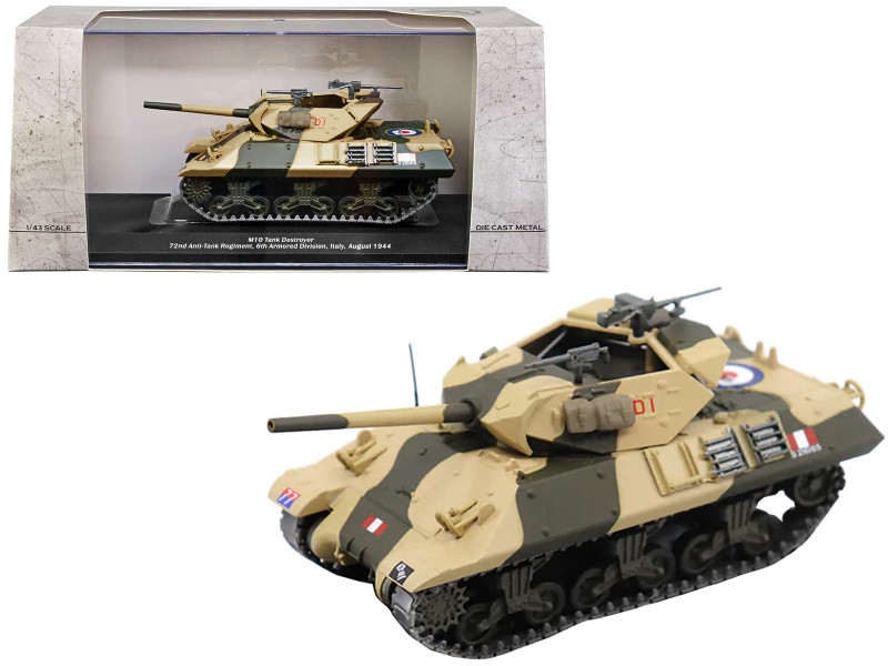 M10 Tank Destroyer D1 #77 U.S.A. 72nd Anti-Tank Regiment 6th Armored Division Italy August 1944 1/43 Diecast Model AFVs WWII 23191-44