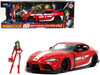 2020 Toyota Supra Red with Graphics and Miriya Sterling Diecast Figurine "Robotech" "Hollywood Rides" Series 1/24 Diecast Model Car by Jada