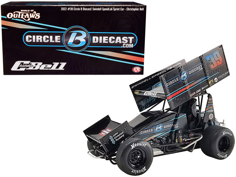 Winged Sprint Car #39 Christopher Bell Circle B Diecast Swindell Speedlab World of Outlaws 2022 1/18 Diecast Model Car ACME A1822013