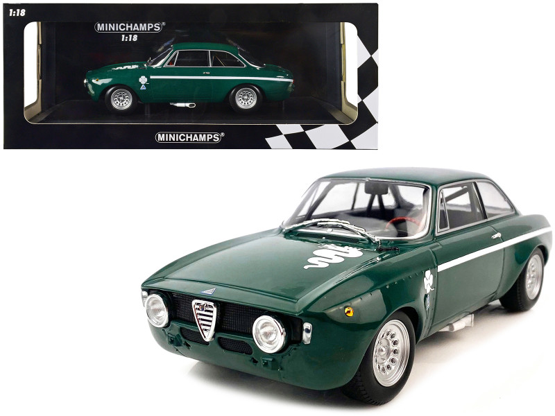 1971 Alfa Romeo GTA 1300 Junior Green White Stripes Graphics Limited Edition 350 pieces Worldwide 1/18 Diecast Model Car Minichamps 155120022