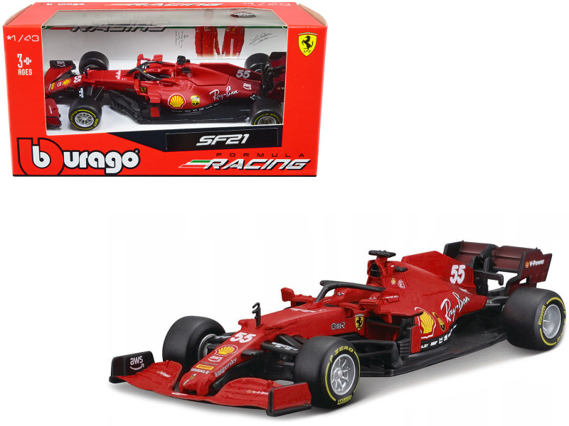 Ferrari SF21 #55 Carlos Sainz Formula One F1 World Championship 2021 Formula Racing Series 1/43 Diecast Model Car Bburago 36829CS