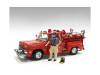 Firefighters 6 piece Figure Set 4 Males 1 Dog 1 Accessory 1/24 Scale Models American Diorama 76418-76419-76420-76421