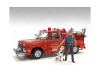 Firefighters 6 piece Figure Set 4 Males 1 Dog 1 Accessory 1/24 Scale Models American Diorama 76418-76419-76420-76421