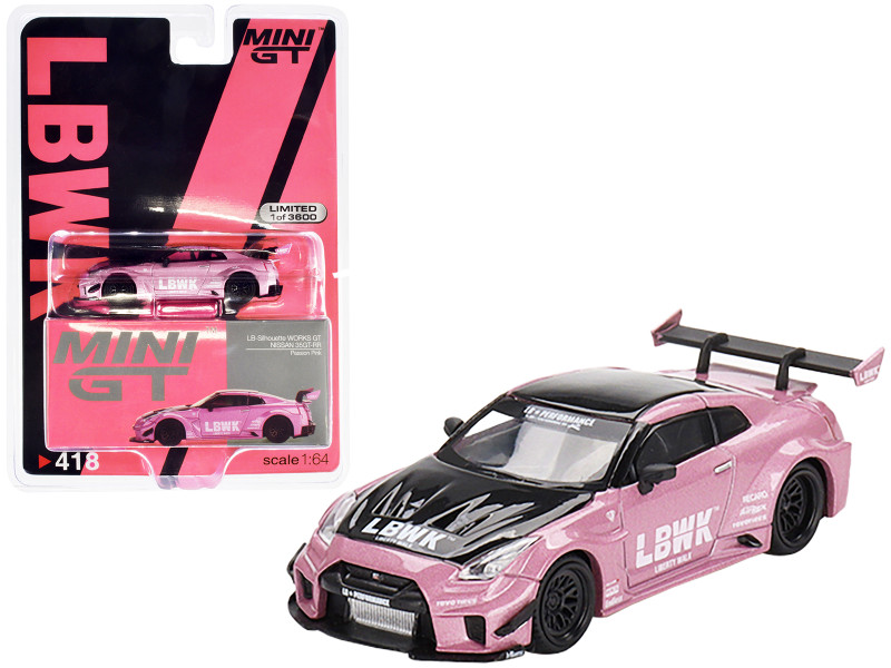Nissan 35GT-RR Ver.2 LB-Silhouette WORKS GT Passion Pink Metallic Black Limited Edition 3600 pieces Worldwide 1/64 Diecast Model Car True Scale Miniatures MGT00418