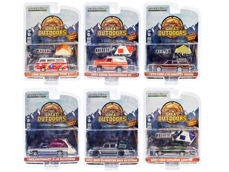 The Great Outdoors Set 6 pieces Series 2 1/64 Diecast Model Cars Greenlight 38030