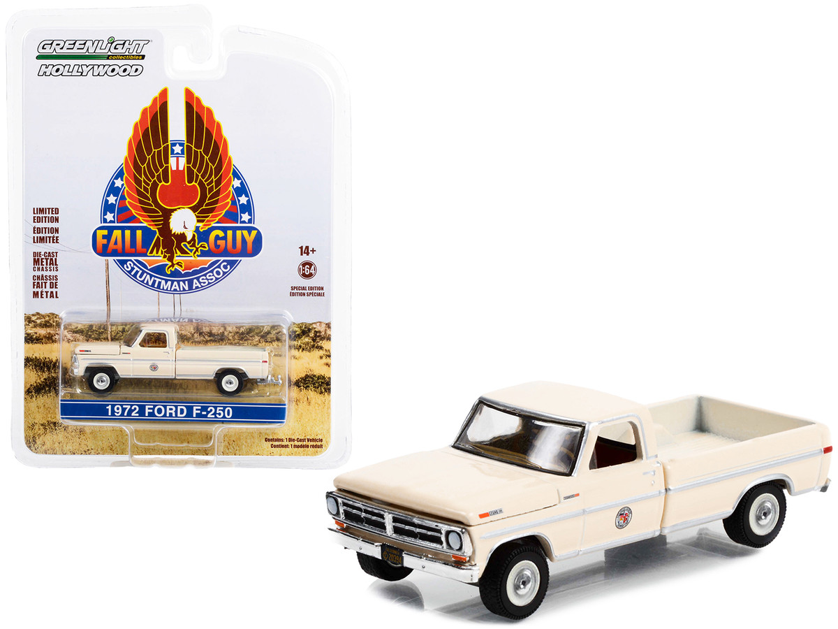Diecast Model Cars wholesale toys dropshipper drop shipping 1972 Ford F-250  Pickup Truck Cream Camper Special Fall Guy Stuntman Association Hollywood  Special Edition 1/64 Greenlight 44965C drop shipping wholesale drop ship  drop