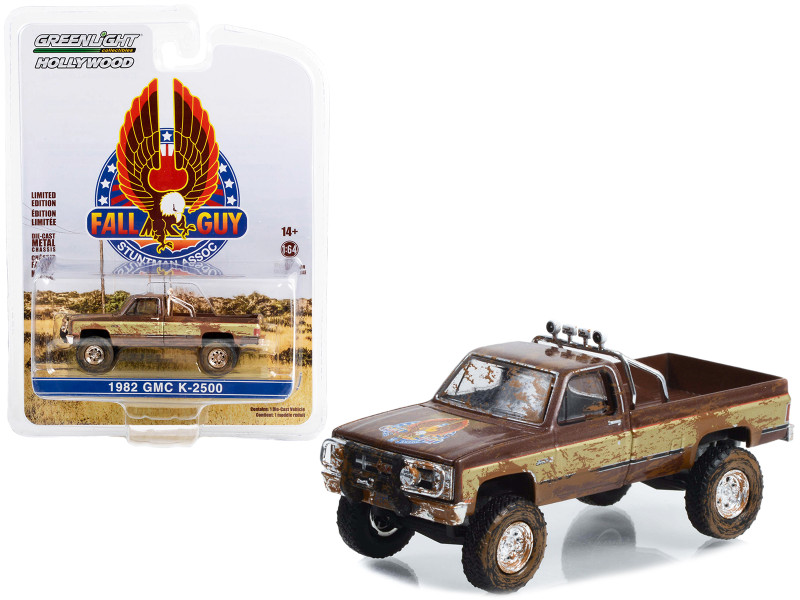1982 GMC K-2500 Sierra Grande Pickup Truck Brown Gold Dirty Version Fall Guy Stuntman Association Hollywood Special Edition 1/64 Diecast Model Car Greenlight 44965F