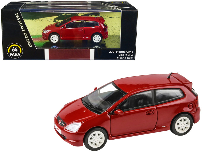 2001 Honda Civic Type R EP3 Milano Red 1/64 Diecast Model Car Paragon Models PA-55343