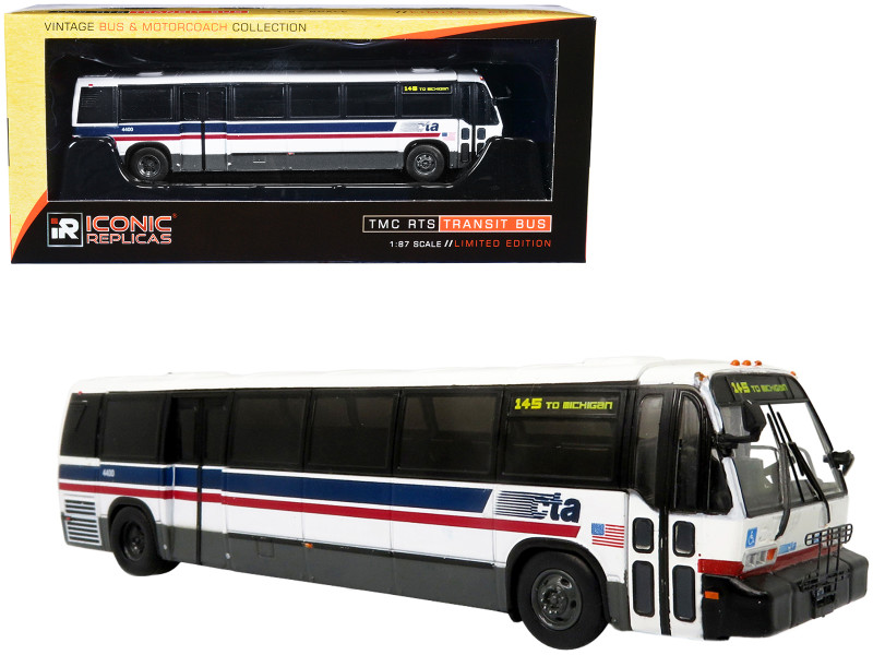 TMC RTS Transit Bus CTA Chicago 145 To Michigan Vintage Bus & Motorcoach Collection 1/87 Diecast Model Iconic Replicas 87-0400