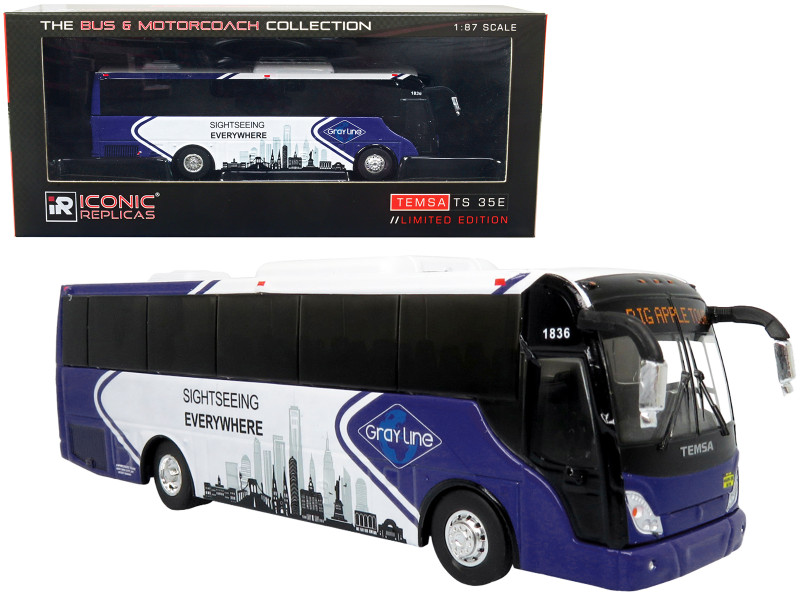 TEMSA TS 35E Bus New York City Gray Line Sightseeing Everywhere Big Apple Tour The Bus & Motorcoach Collection 1/87 Diecast Model Iconic Replicas 87-0361