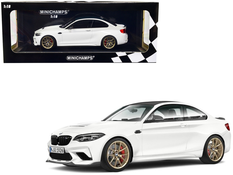 2020 BMW M2 CS White Carbon Top Gold Wheels 1/18 Diecast Model Car Minichamps 155021020