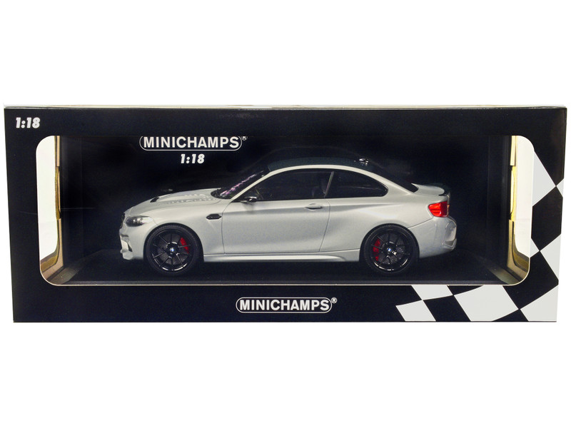 2020 BMW M2 CS Silver Metallic Carbon Top 1/18 Diecast Model Car Minichamps 155021024