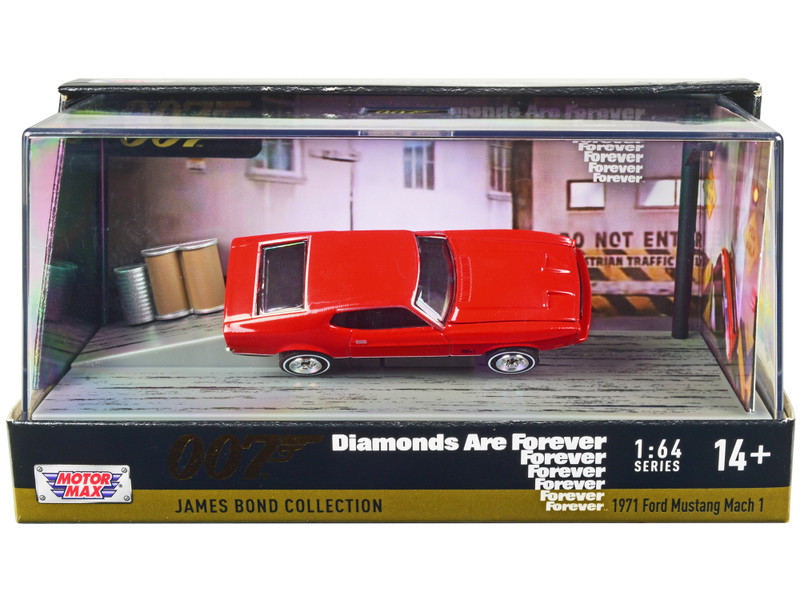1971 Ford Mustang Mach 1 Red James Bond 007 Diamonds are Forever 1971 Movie Display 1/64 Diecast Model Car Motormax 79824