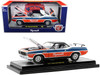 1971 Plymouth Barracuda 440 Pearl White Blue Red Stripes Black Top Limited Edition 6550 pieces Worldwide 1/24 Diecast Model Car M2 Machines 40300-96A