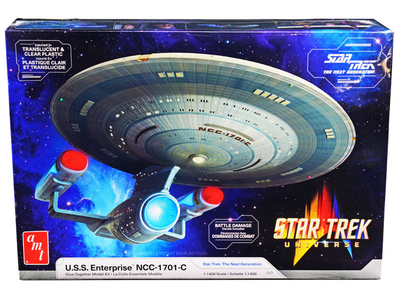 Skill 2 Model Kit U.S.S. Enterprise NCC-1701-C Space Ship Star Trek: The Next Generation 1987 TV Series 1/1400 Scale Model AMT AMT1332M