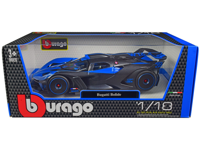 Bugatti Bolide Blue Carbon Gray 1/18 Diecast Model Car Bburago 11047
