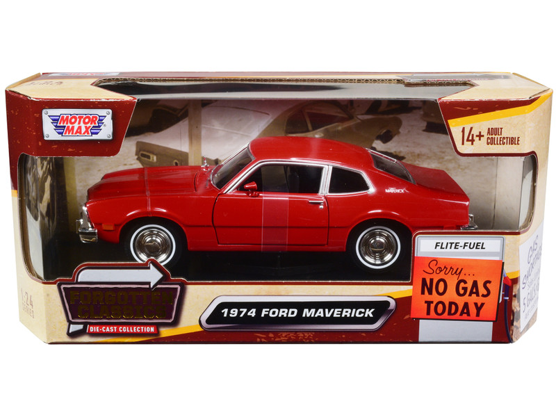 1974 Ford Maverick Red Forgotten Classics Series 1/24 Diecast Model Car Motormax 79042