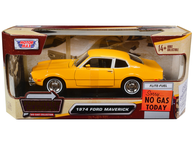 1974 Ford Maverick Yellow Forgotten Classics 1/24 Diecast Model Car Motormax 79042