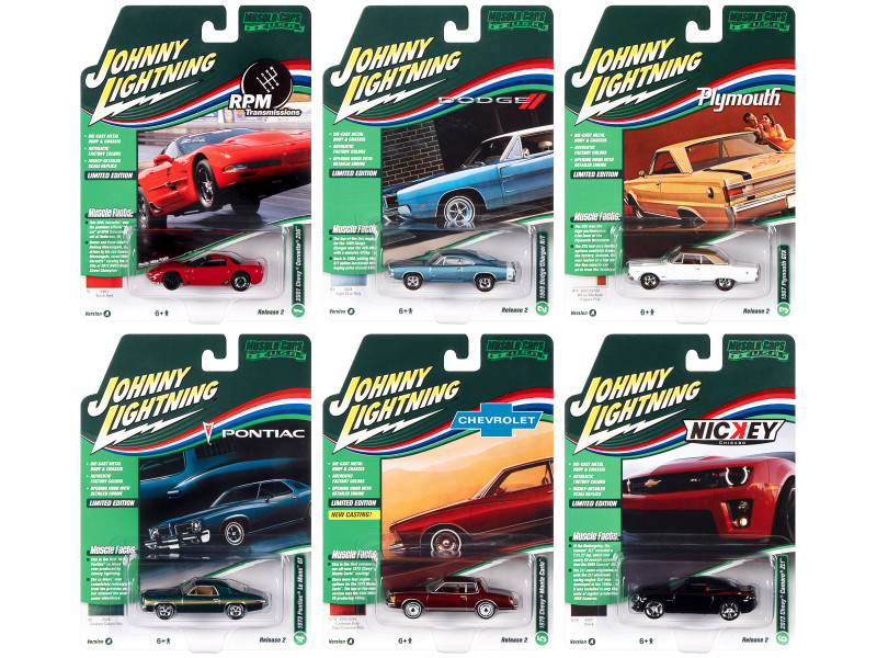 Muscle Cars USA 2022 Set A 6 pieces Release 2 1/64 Diecast Model Cars Johnny Lightning JLMC030A