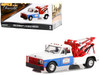 1969 Chevrolet C-30 Dually Wrecker Tow Truck White Blue Hazzard County Garage 1/18 Diecast Model Car Greenlight 13622