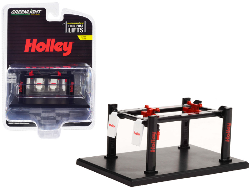 Adjustable Four-Post Lift Holley Black Four-Post Lifts Series 4 1/64 Diecast Model Greenlight 16150C