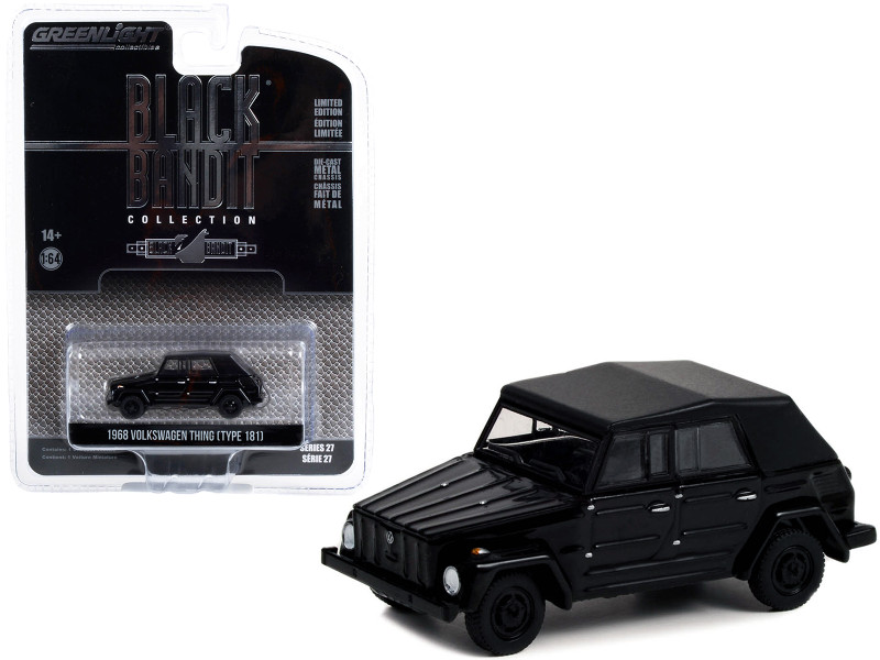 1968 Volkswagen Thing Type 181 Black Black Bandit Series 27 1/64 Diecast Model Car Greenlight 28110C