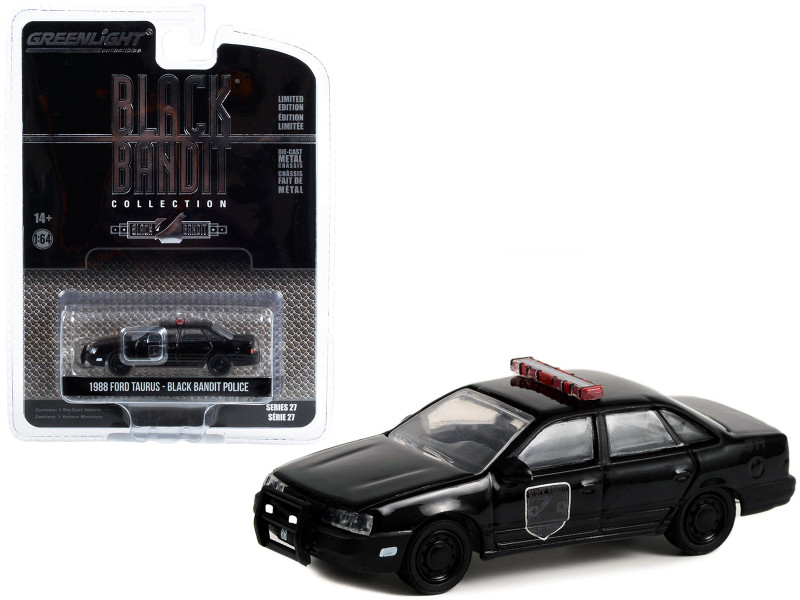 1988 Ford Taurus Police Car Black Black Bandit Series 27 1/64 Diecast Model Car Greenlight 28110F