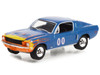 1968 Ford Mustang GT Fastback #00 Blue Metallic Flames Graphics Hobby Exclusive Series 1/64 Diecast Model Car Greenlight 30328
